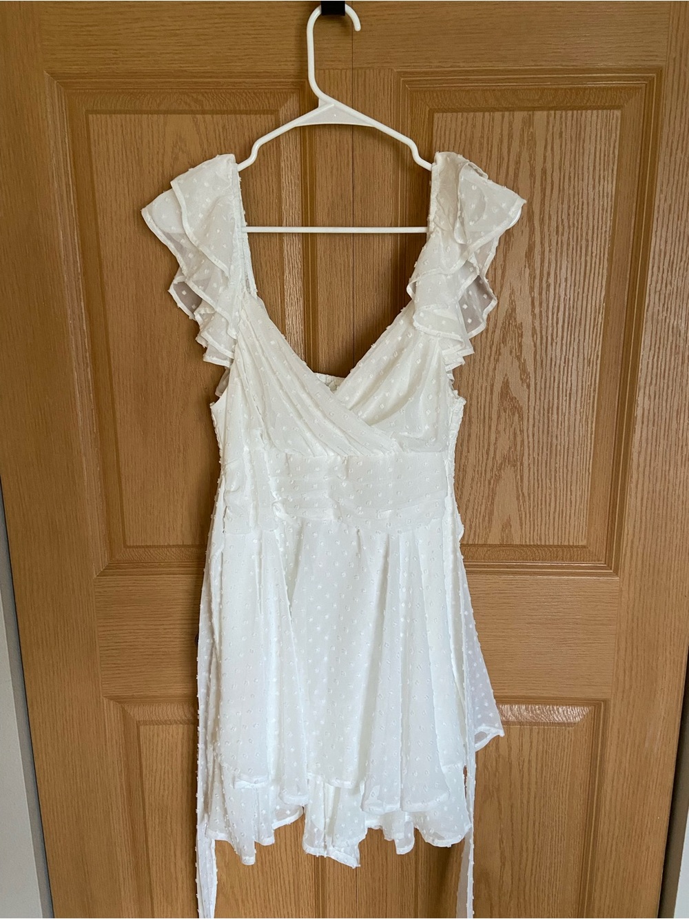 White Ruffled Swiss Dot Romper